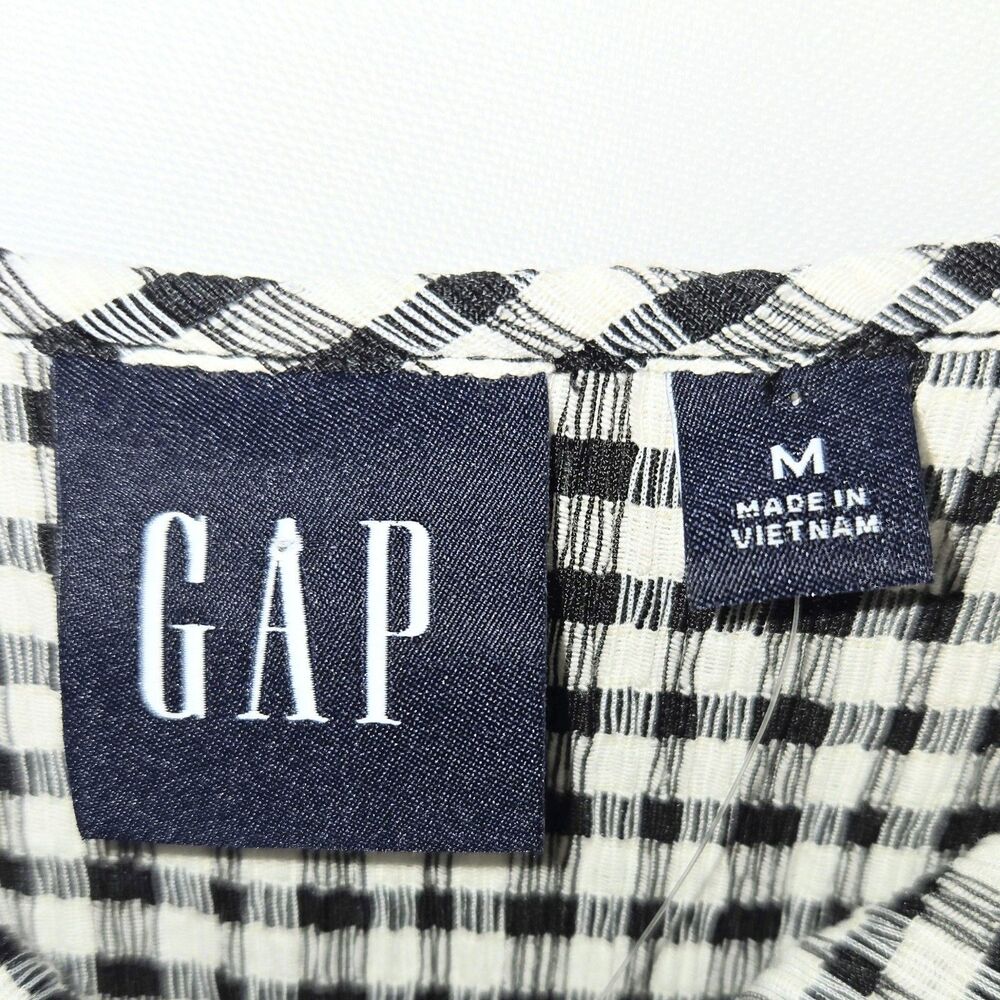 GAP Dress Gingham Mini Ruffle Hem Cotton Dark Blue/White Women Medium NEW NWT - Picture 5 of 9